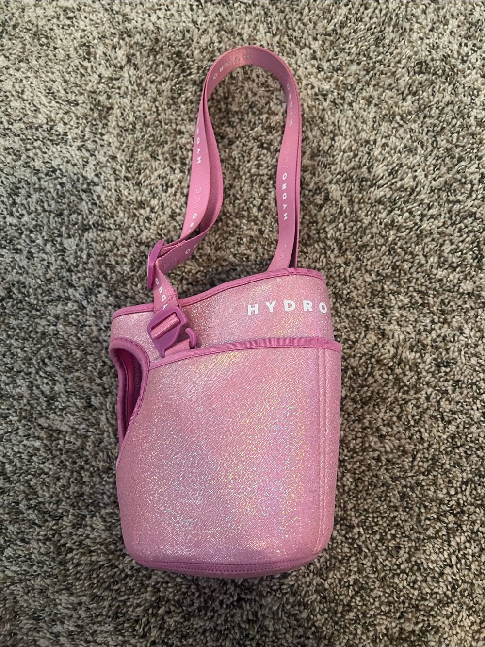 HydroJug Sparkle Pink Crossbody Bottle Holder